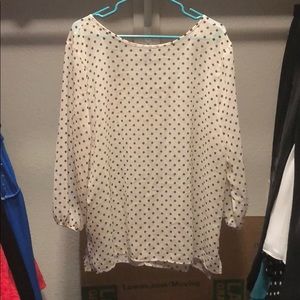 White blouse with Polk a dots